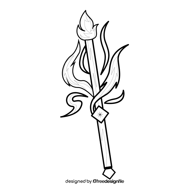 Wand fire black and white clipart