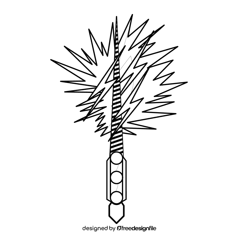 Wand lightning black and white clipart