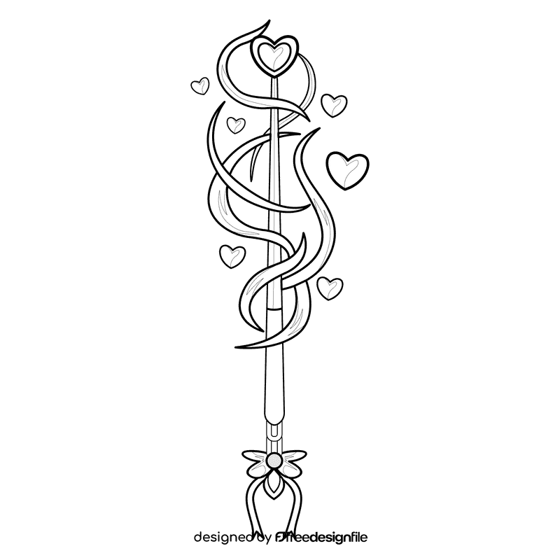 Wand love black and white clipart