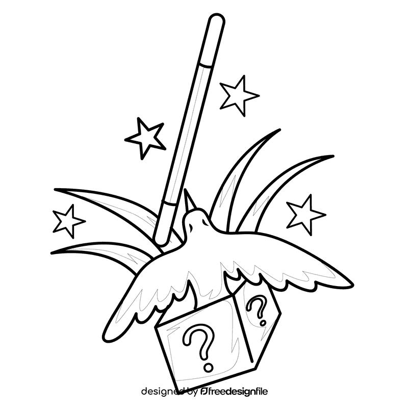 Wand magician black and white clipart