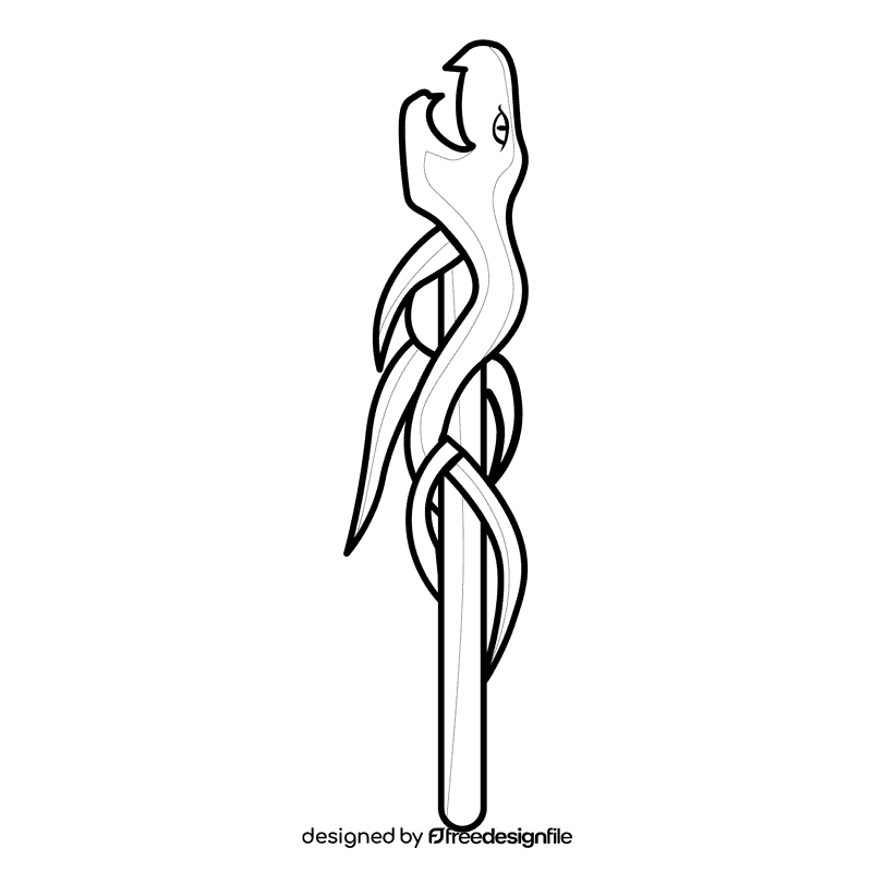 Wand snake black and white clipart