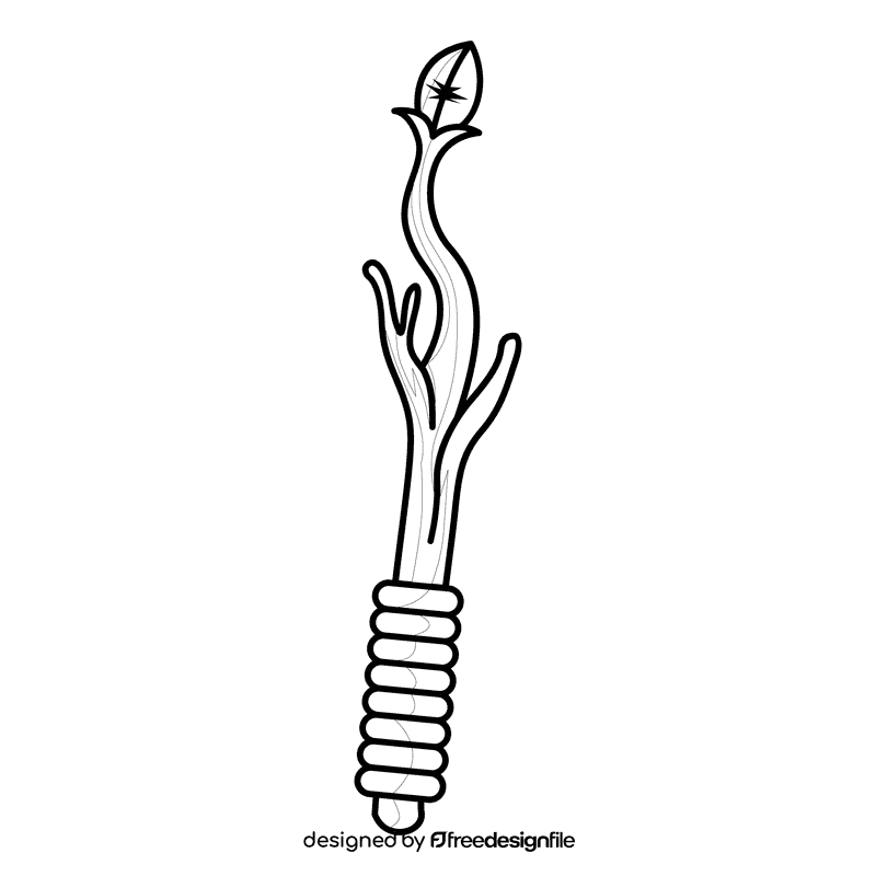 Wand wooden black and white clipart