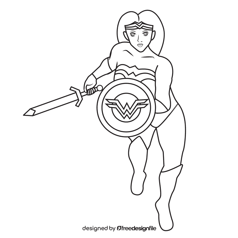 Wonder Woman Strike black and white clipart