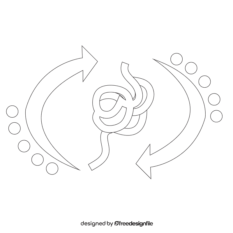 Intestine decomposition black and white clipart