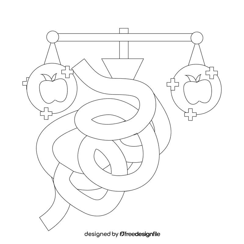 Intestine food neutralization black and white clipart