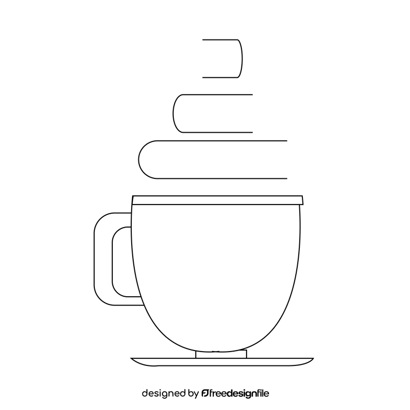 Coffee cup drawing black and white clipart