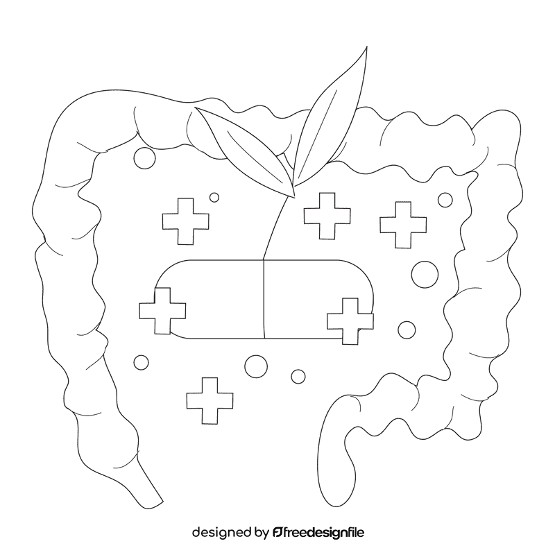 Intestine vitamin absorption black and white clipart