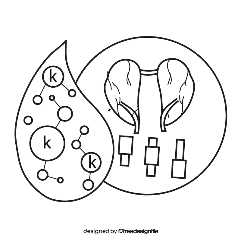 Kidney control calium in blood black and white clipart