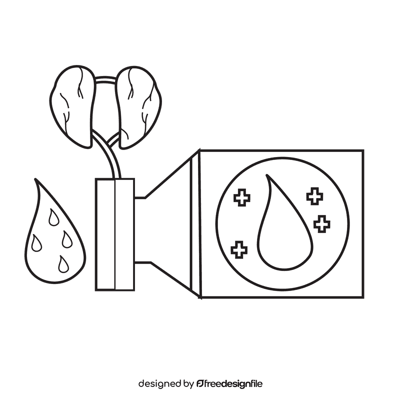 Kidney filter and clean blood black and white clipart