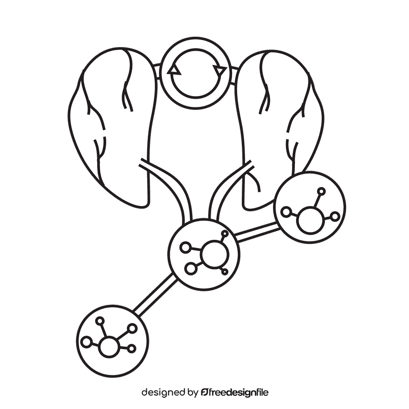 Kidney recycling subtance black and white clipart
