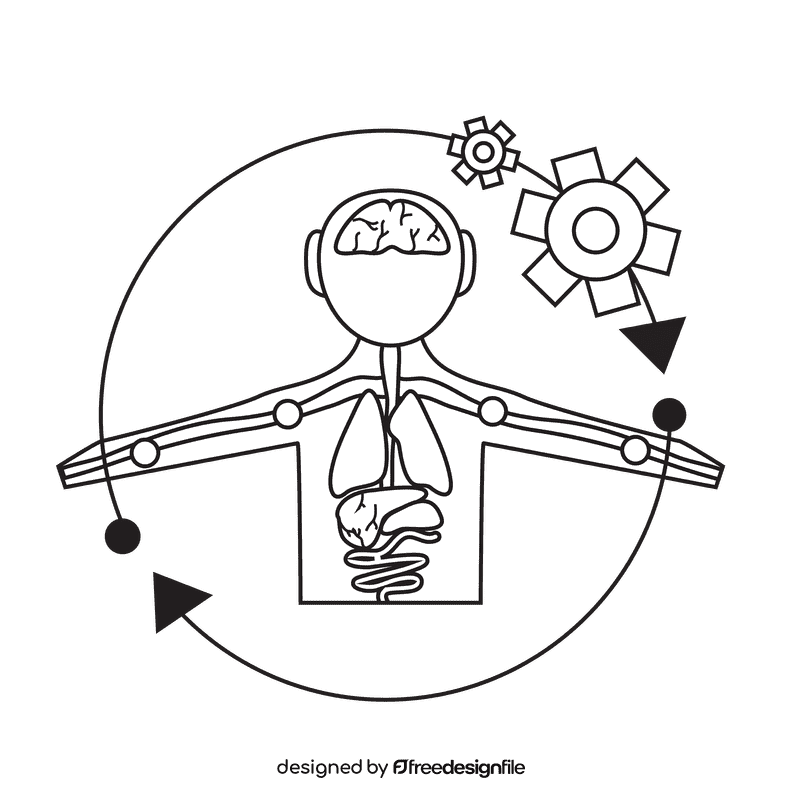 Liver control body circulation black and white clipart