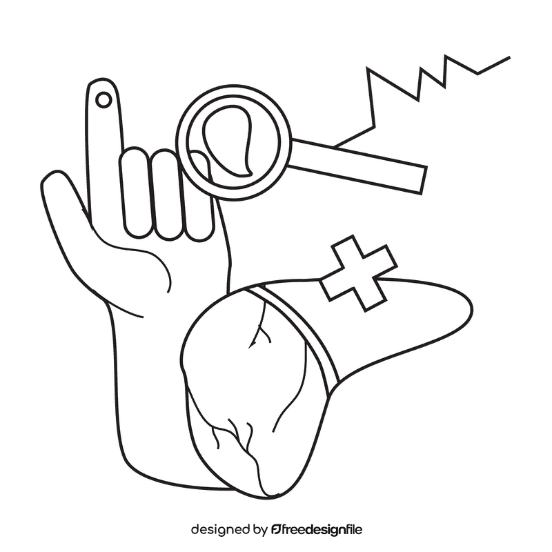 Liver check health black and white clipart