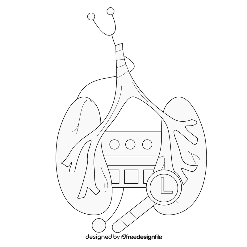 Lungs check black and white clipart