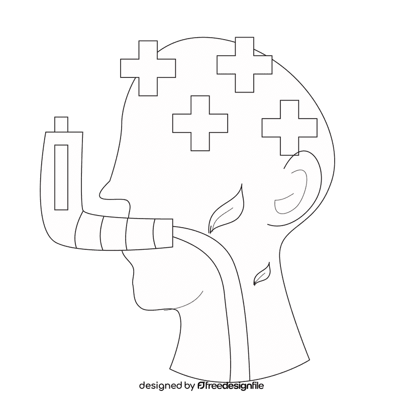 Lungs inhaler black and white clipart