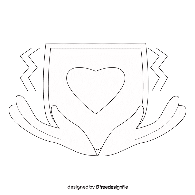 Lungs protect heart black and white clipart