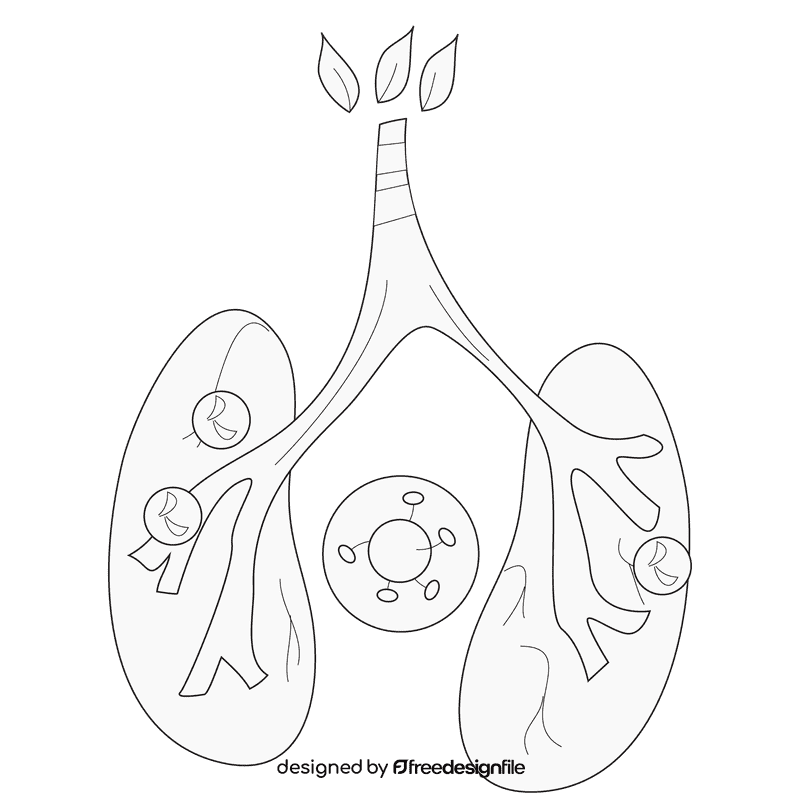 Lungs tuberculosis black and white clipart