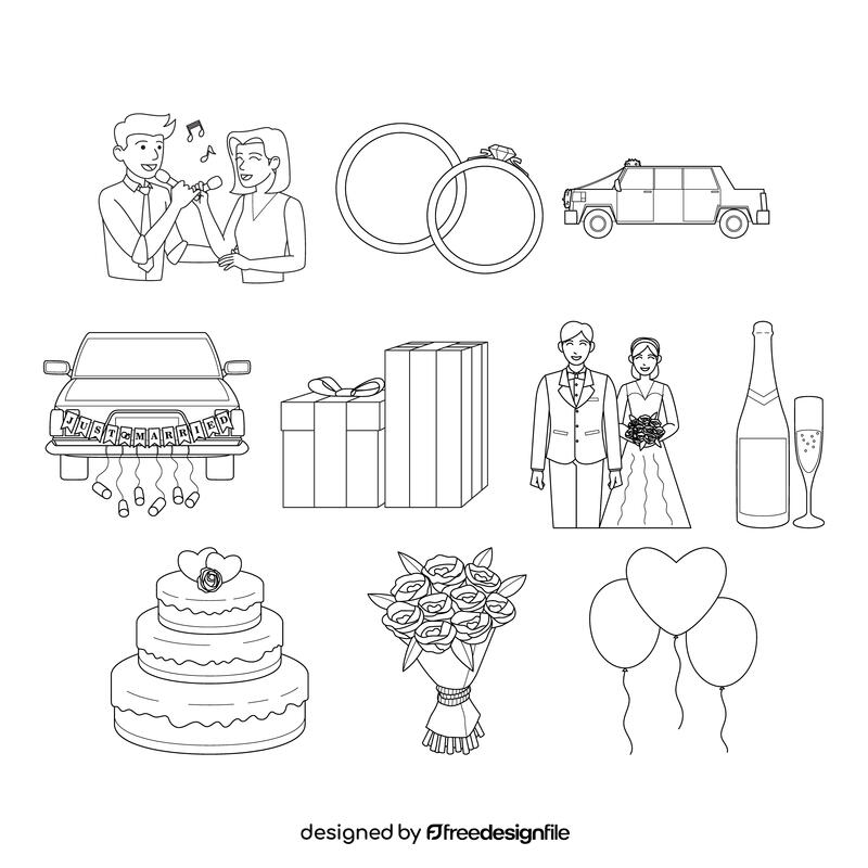Marriage  Set black and white vector