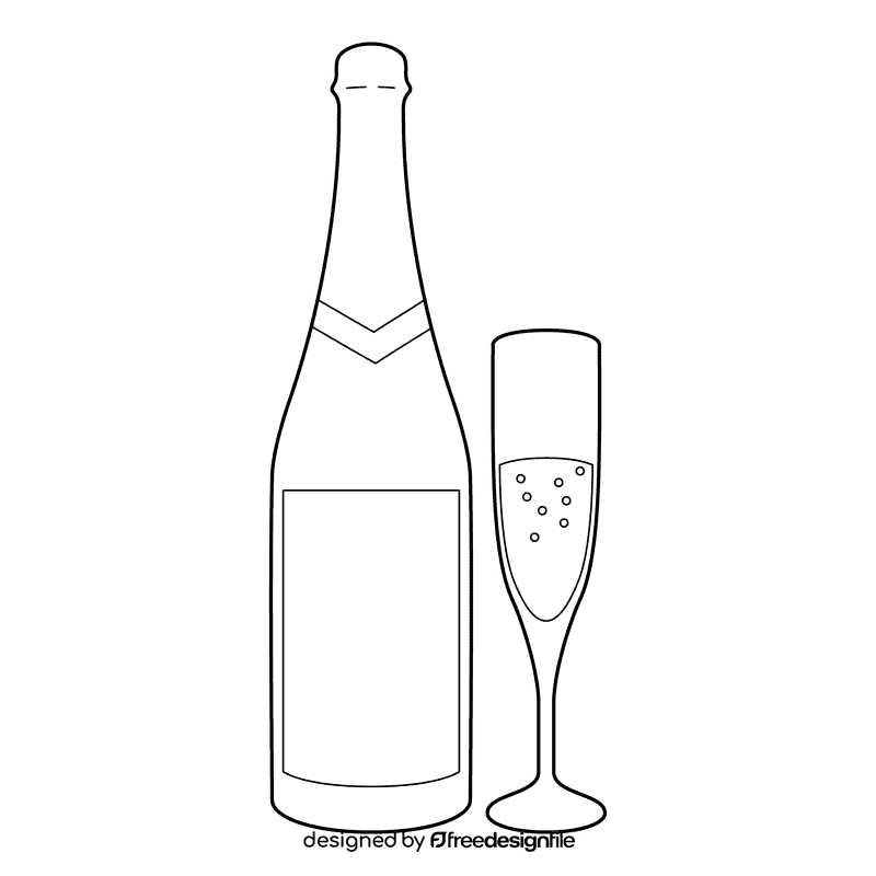 Marriage Champagne black and white clipart