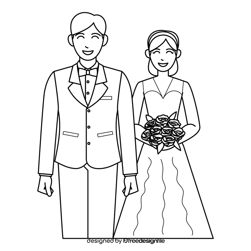 Marriage Couple black and white clipart