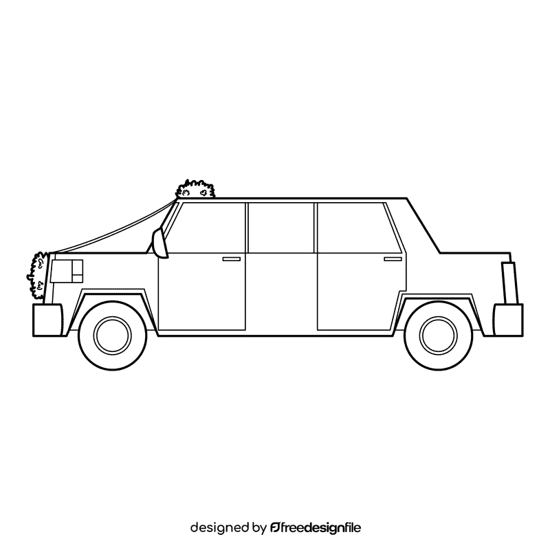 Marriage Limo black and white clipart