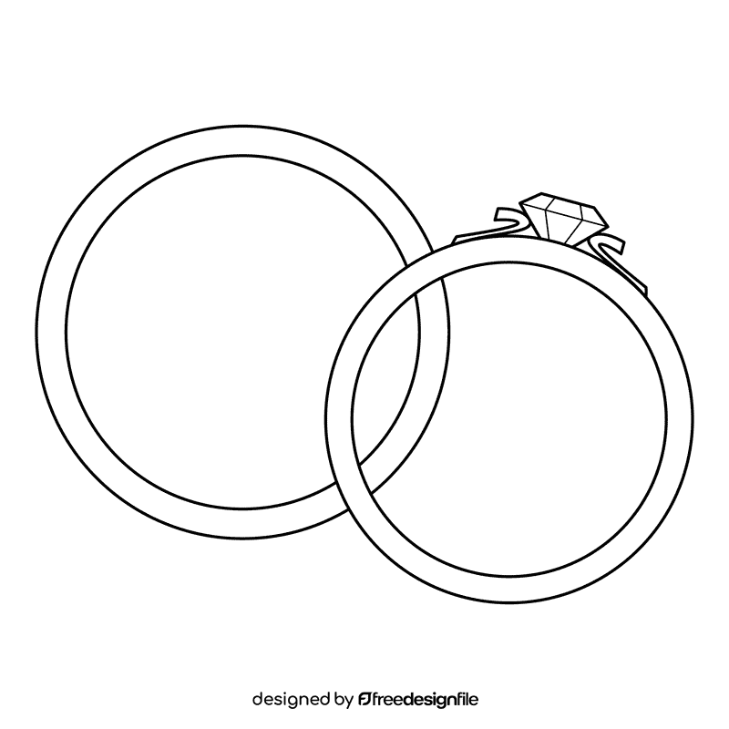 Marriage Rings black and white clipart