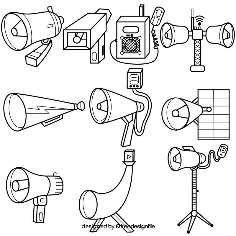 Megaphone set black and white vector