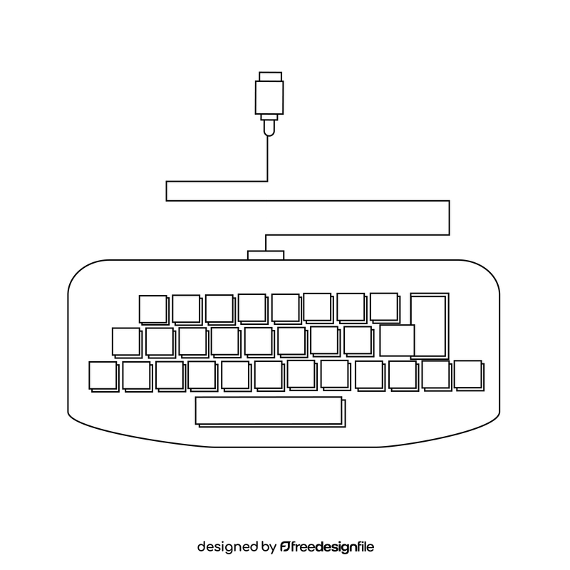 Keyboard drawing black and white clipart