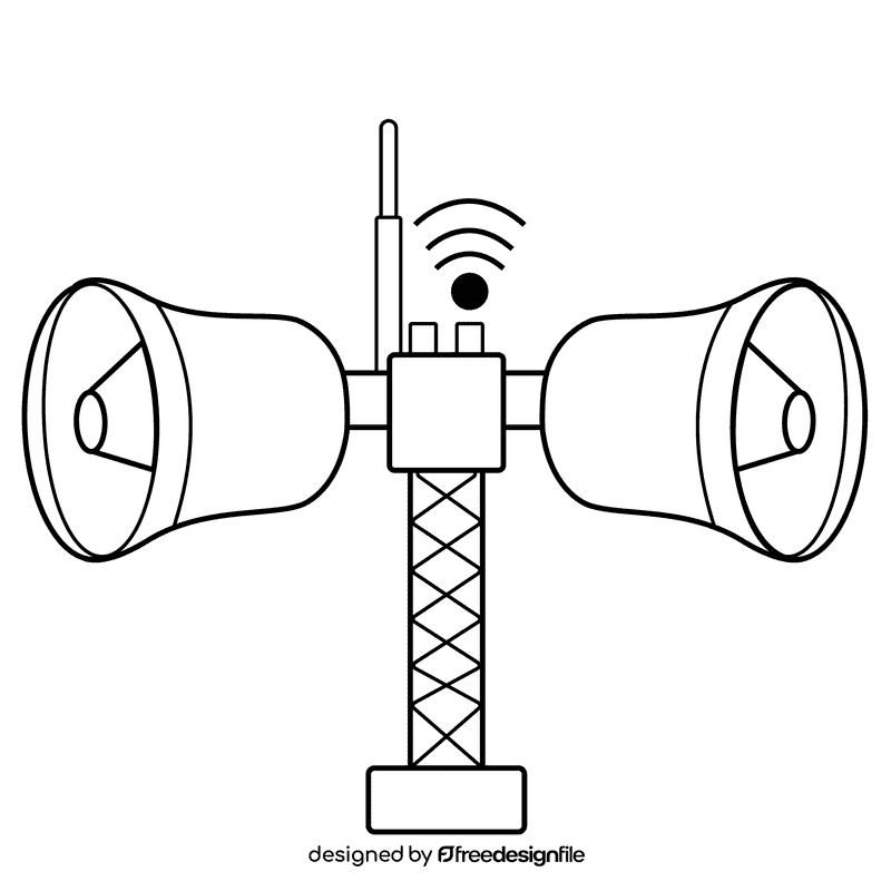 Megaphone tower black and white clipart