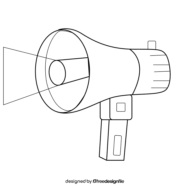 Flashlight megaphone black and white clipart
