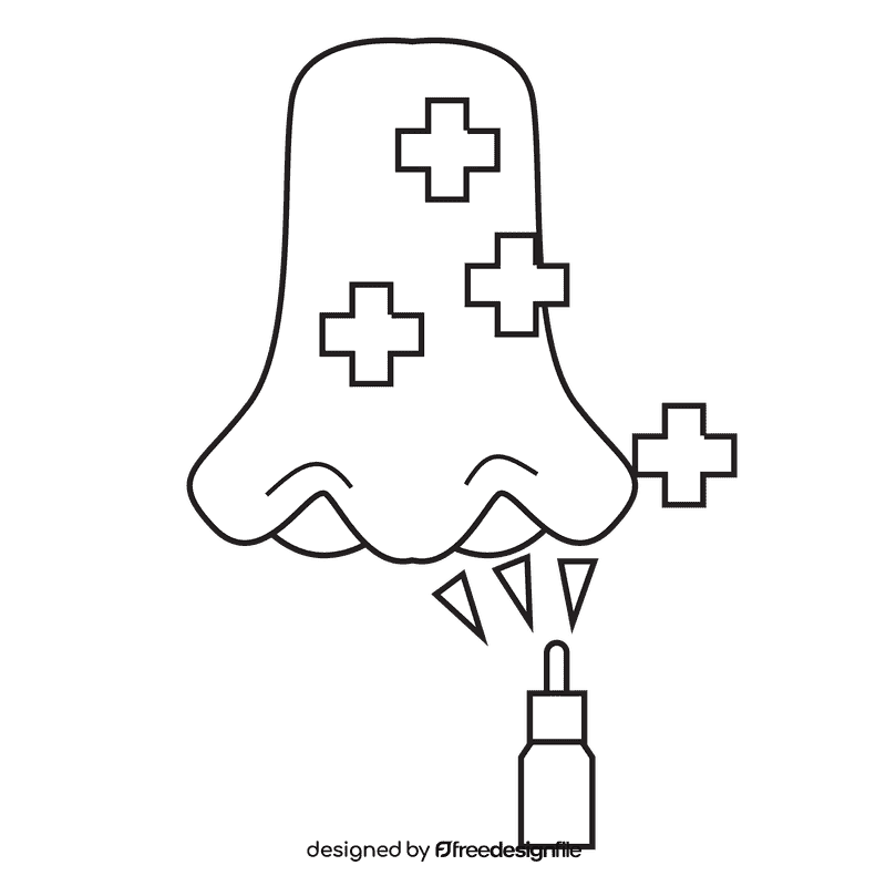 Nose nasal spay black and white clipart
