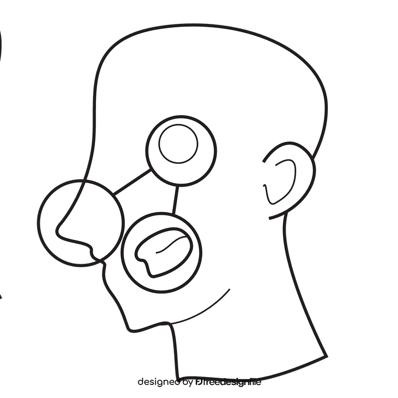 Nose relation with taste sense black and white clipart