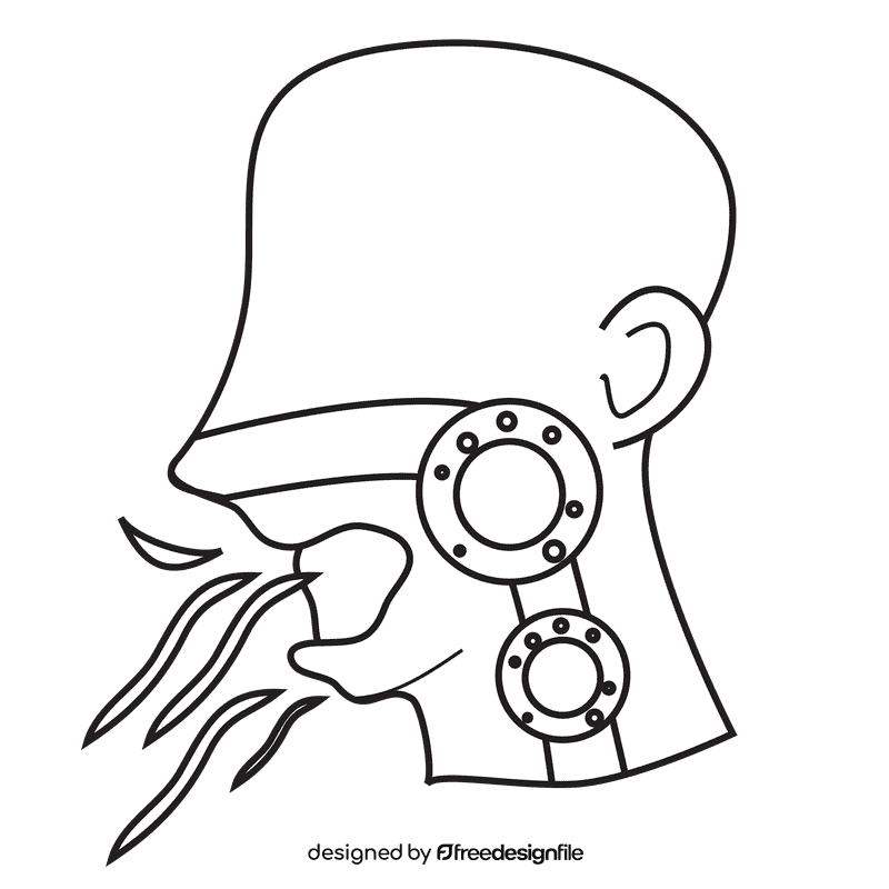 Nose sneezing black and white clipart