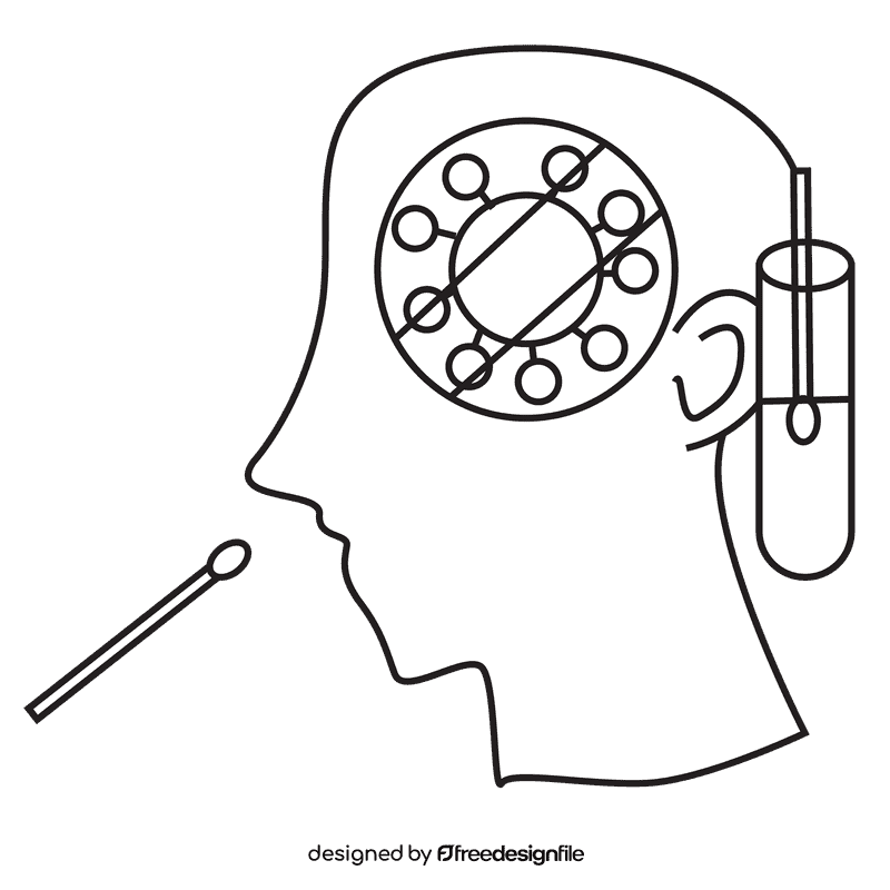 Nose swab test black and white clipart