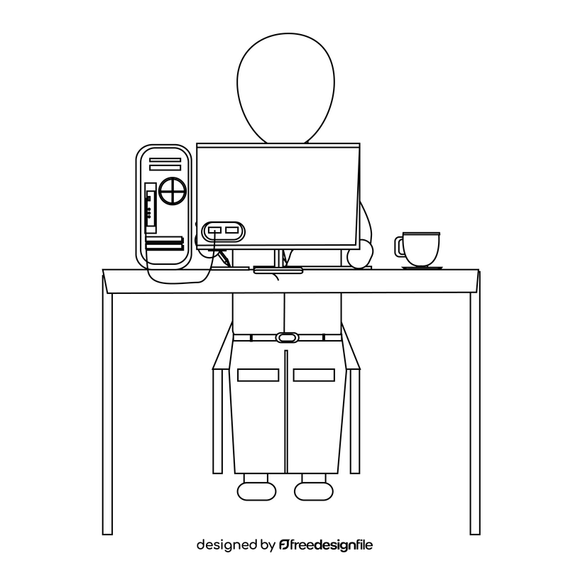 Software engineer drawing black and white clipart