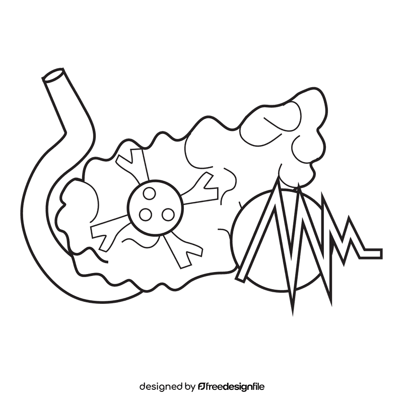 Cancer pancreas black and white clipart