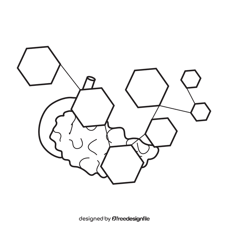 Pancreas hormones system black and white clipart