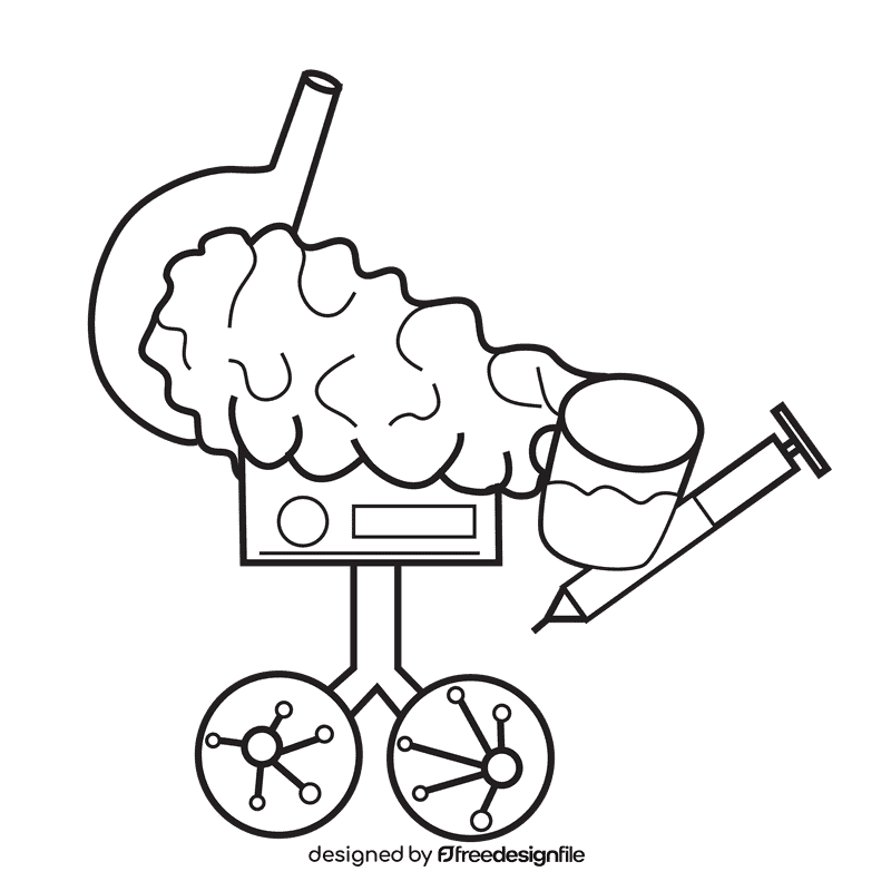 Pancreas produces insulin black and white clipart