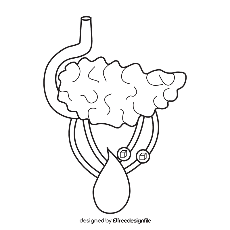 Pancreas reduce blood sugar black and white clipart