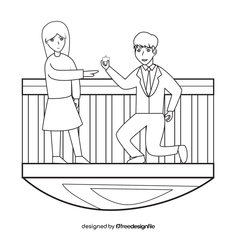 Proposal At Public black and white clipart