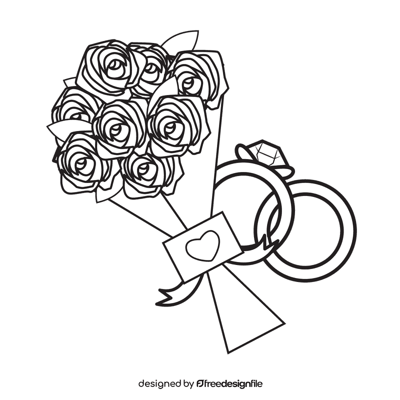 Proposal With Flower black and white clipart