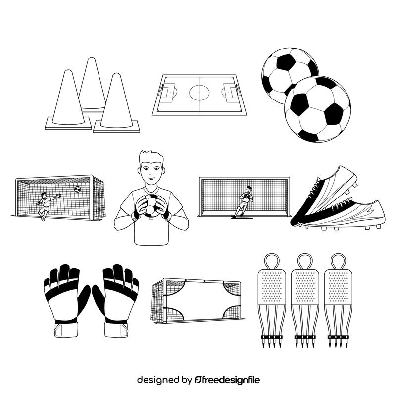 Soccer Goal Post  Set black and white vector