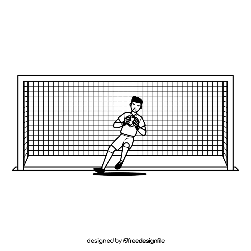 Soccer Goal Post Blocked black and white clipart