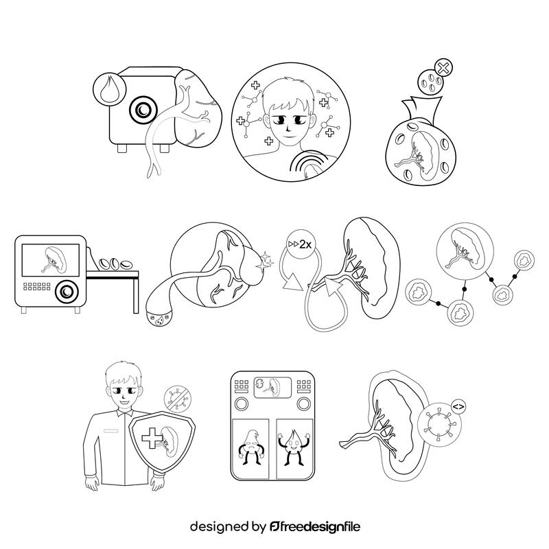 Spleen  set black and white vector