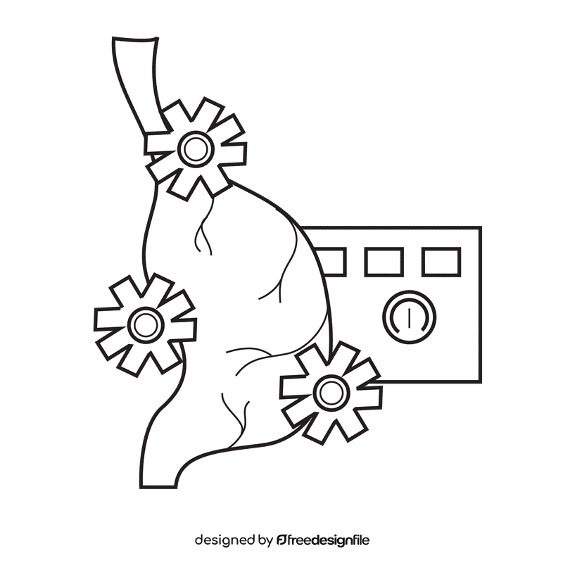 Stomach digest food black and white clipart