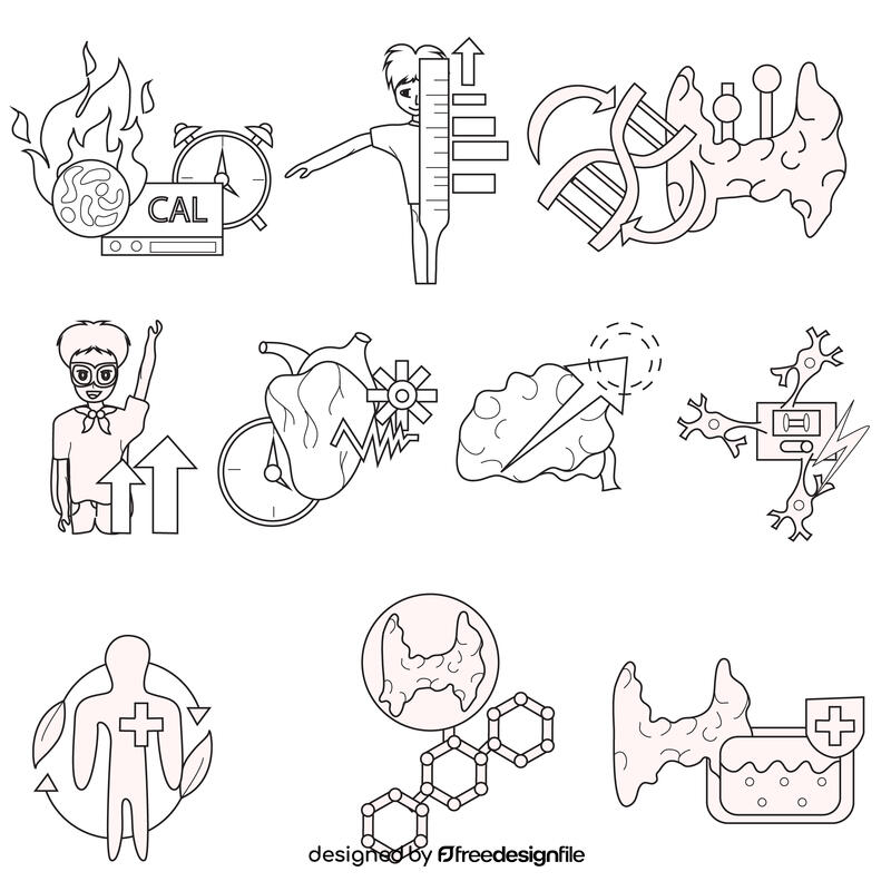 Thyroid set black and white vector