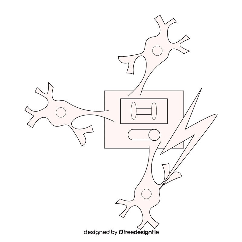 Thyroid activate nervous system black and white clipart