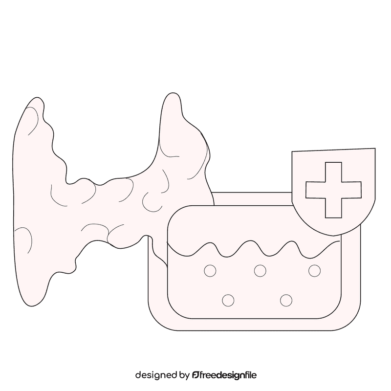 Thyroid protect skin black and white clipart