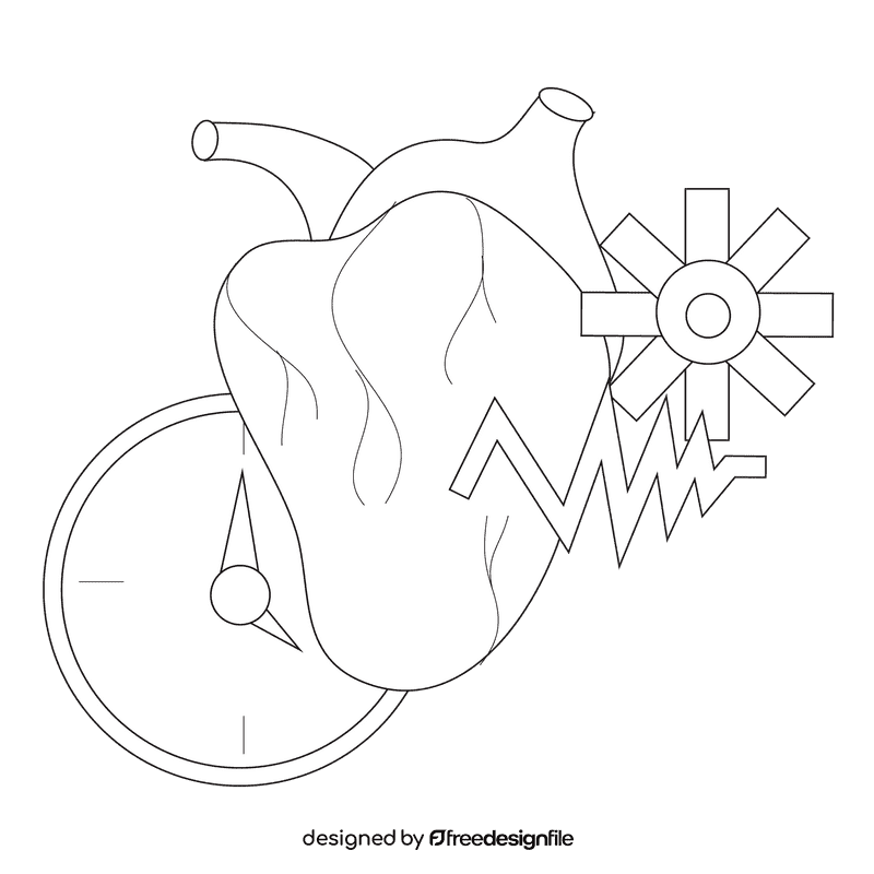 Thyroid regulate heart beat black and white clipart