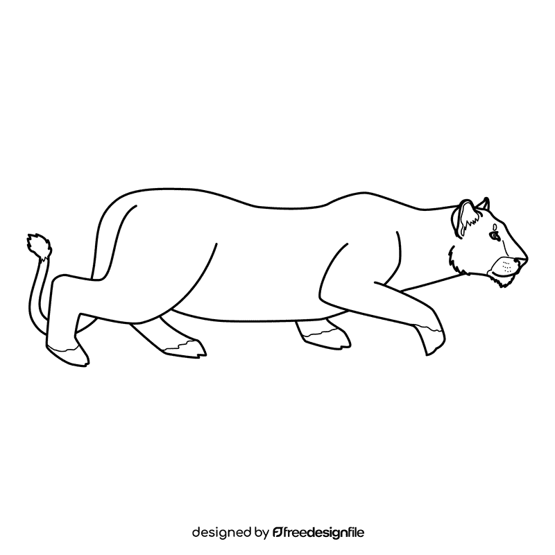 Lioness Hunting black and white clipart