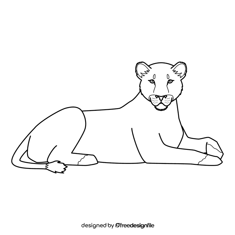 Lioness Relaxing black and white clipart